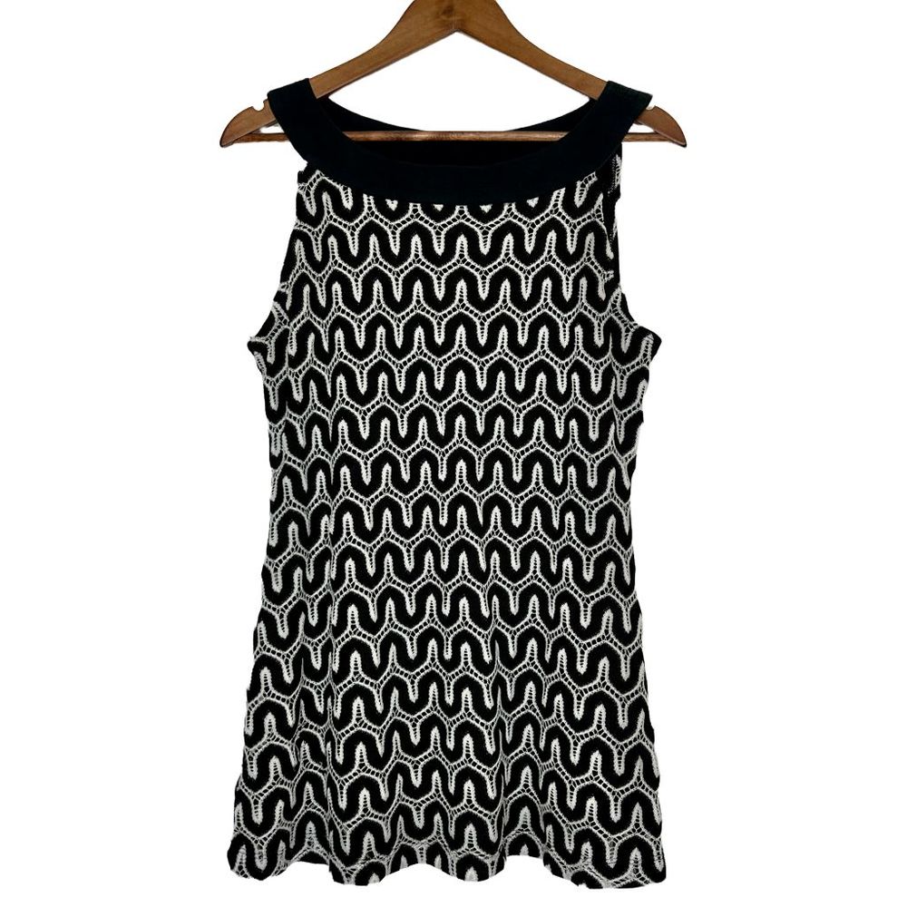 TRIBAL Black White Sleeveless Tank Dress, L